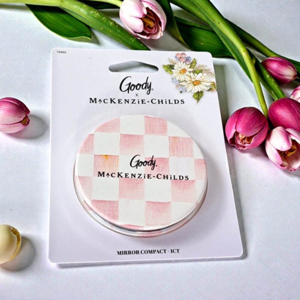 MacKenzie Childs x Goody Target 🎀 Pink Rosy Check Compact Mirror NEW